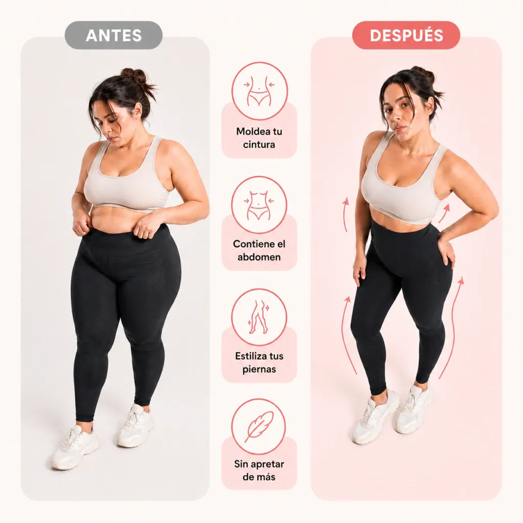 Antes y después con la calza modeladora